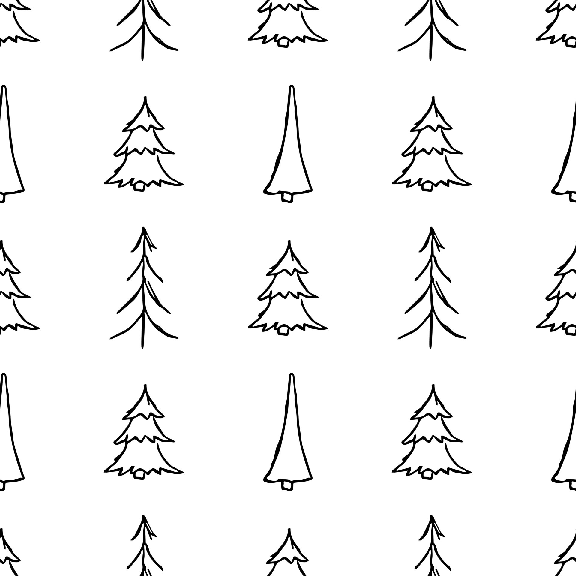 Seamless christmas tree pattern. christmas tree ornament. Doodle