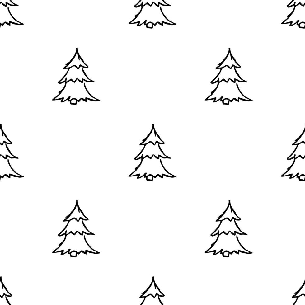 Seamless christmas tree pattern. christmas tree ornament. Doodle illustration with christmas tree vector