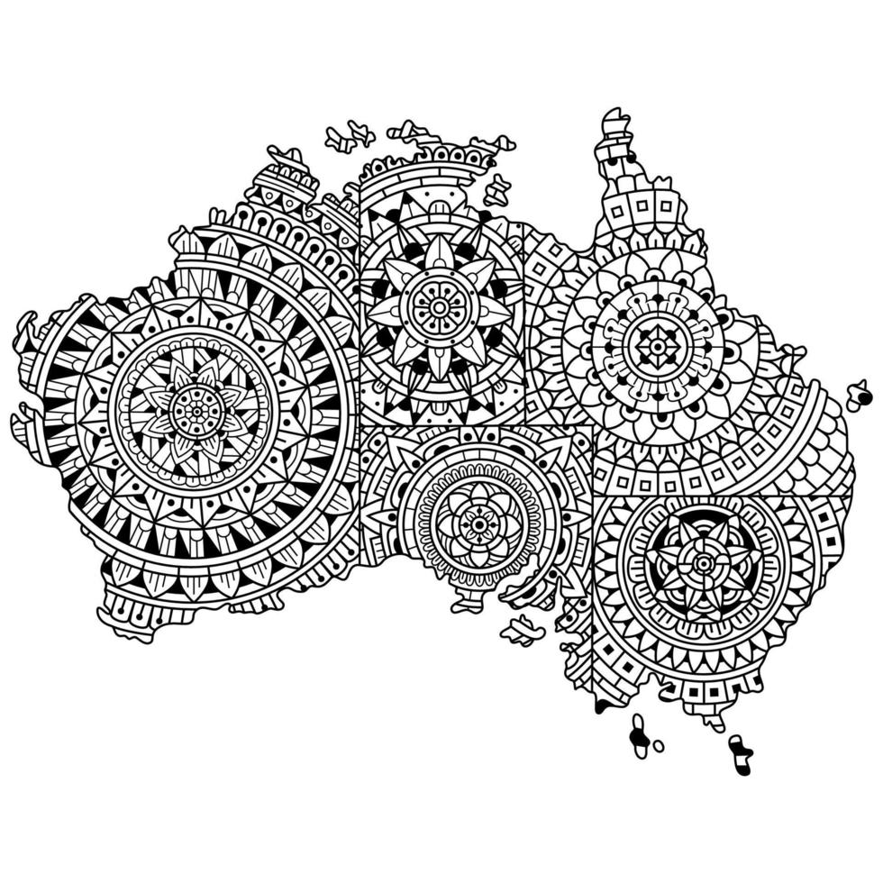 arte lineal del mapa de australia vector