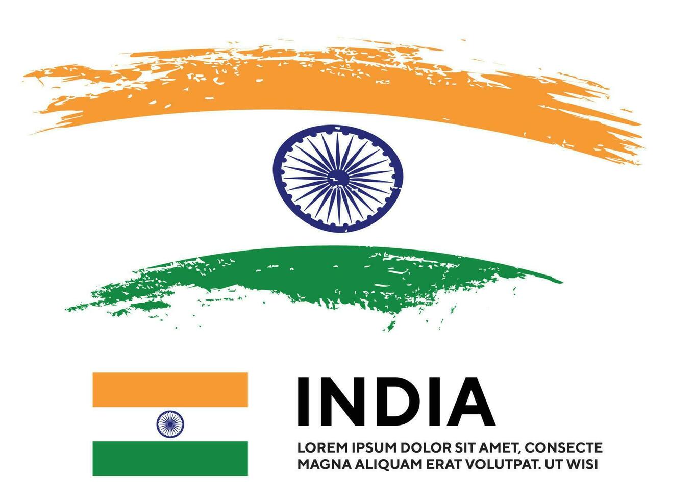 vector de diseño de bandera de textura grunge de estilo de onda india