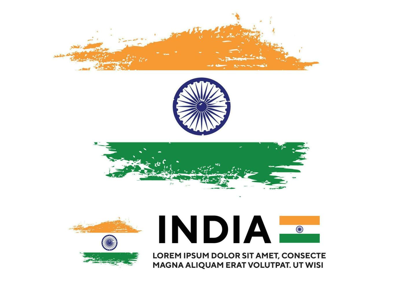 vector de diseño de bandera india de textura grunge descolorida