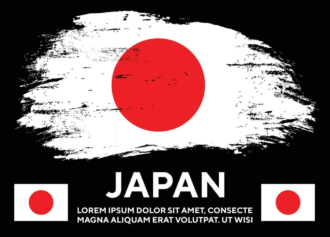 Colorful Japanese grunge texture wave style flag design vector