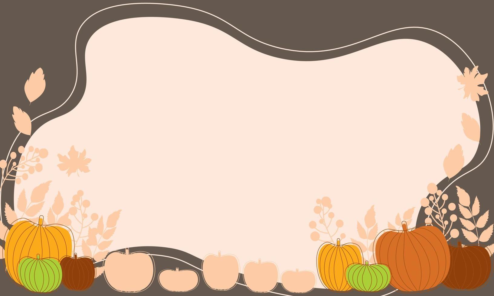 Autumn background vector with pumpkins and leaves