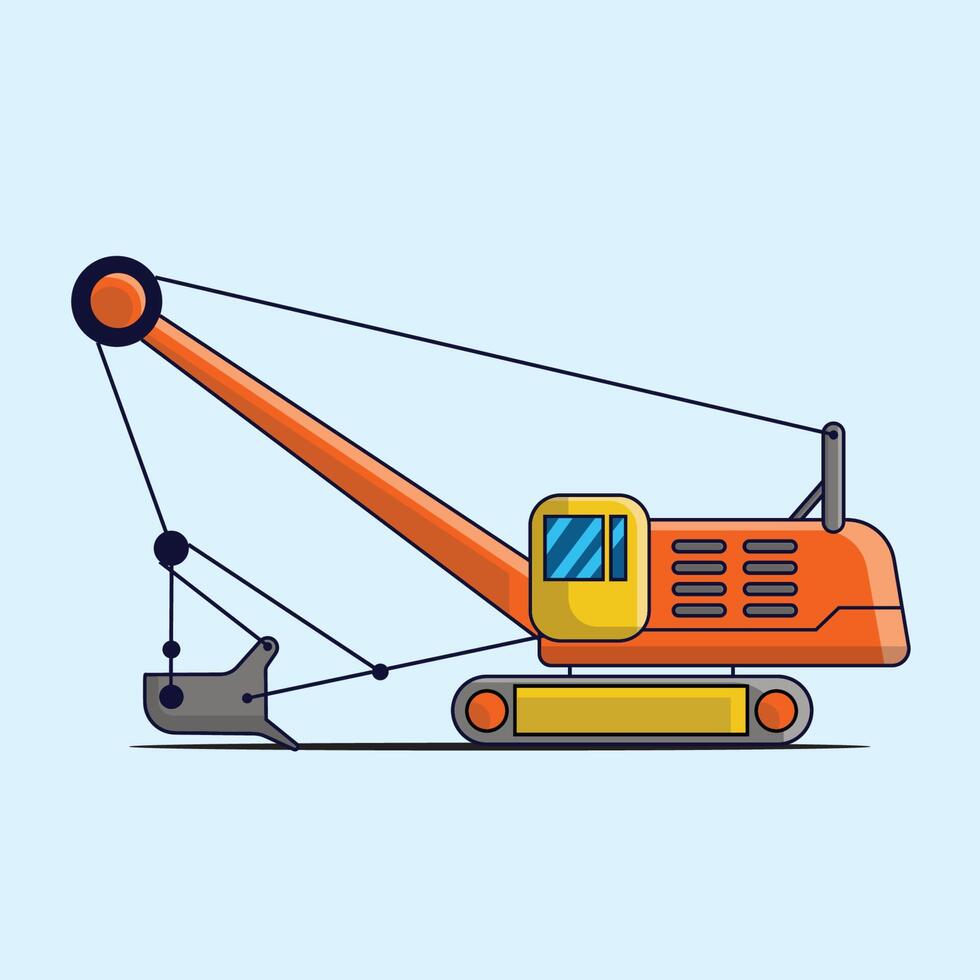 Flat design Tractor, excavator collection vehicle cartoon. building transportation isolated vector