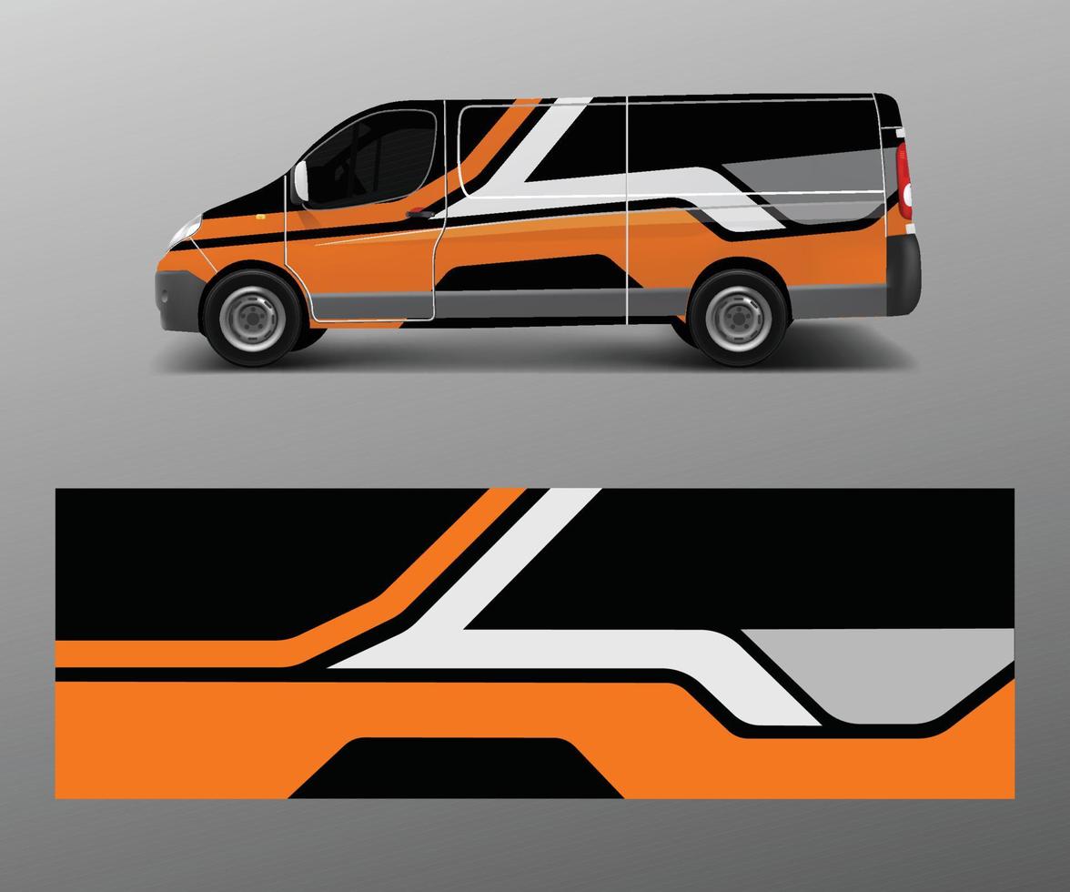 van decal wrap design vector for Company branding . Graphic wrap decal and sticker template vector