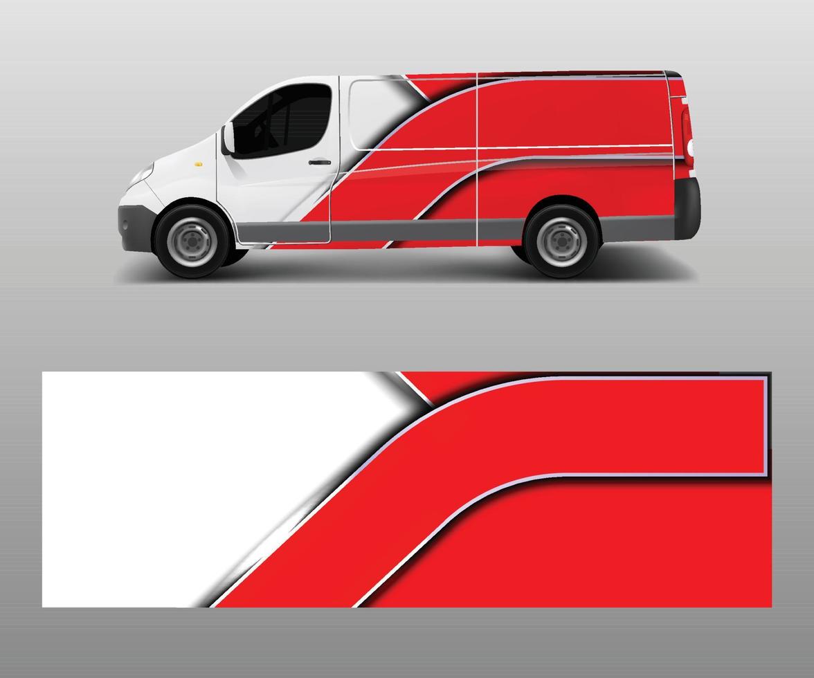 Cargo van decal with green wave shapes , truck and car wrap vector, Graphic abstract stripe designs for wrap branding vehicle vector