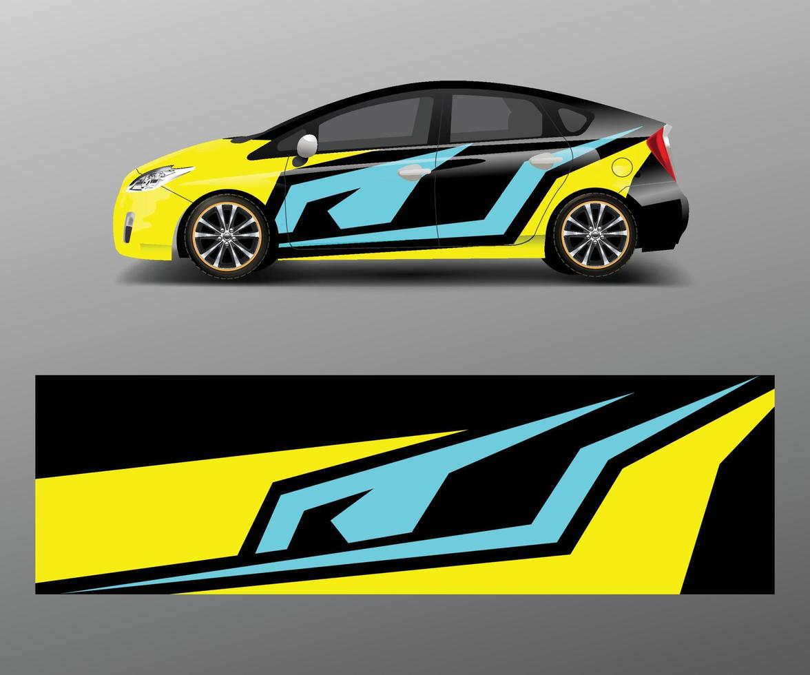 Racing car wrap. abstract strip shapes for Company car wrap, sticker, and decal template design vector