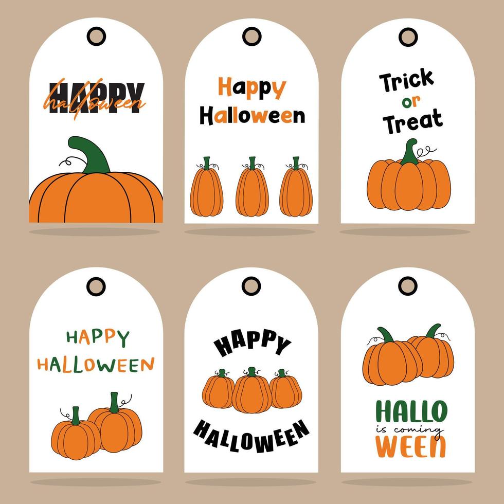 Halloween calligraphy gift tags. Printable greeting cards illustration. vector