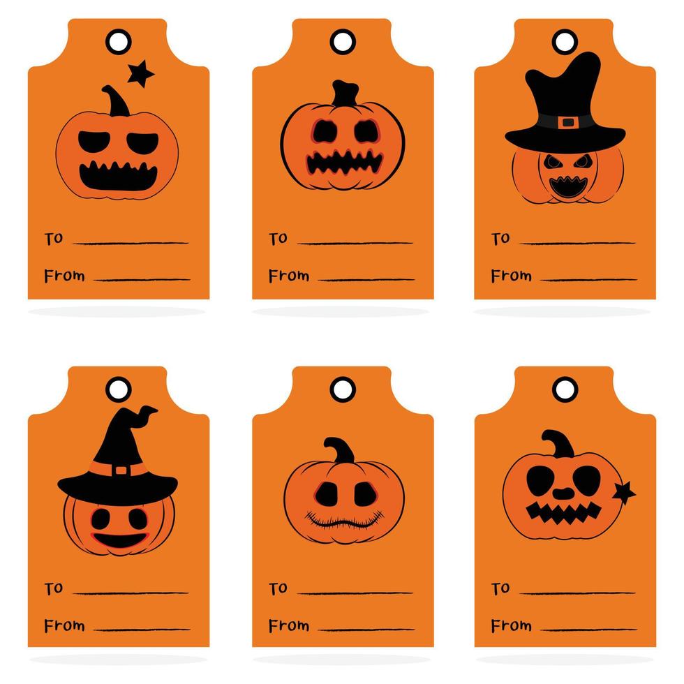 Halloween calligraphy gift tags. Printable greeting cards illustration. vector