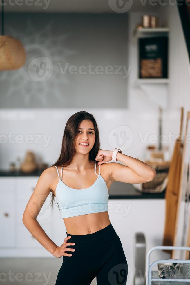 Portrait of a young attractive positive girl. photo