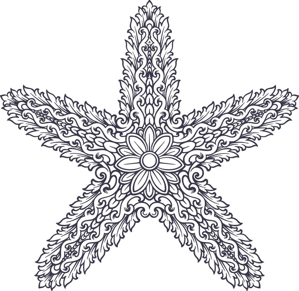 Vintage ornament starfish silhouette illustrations vector