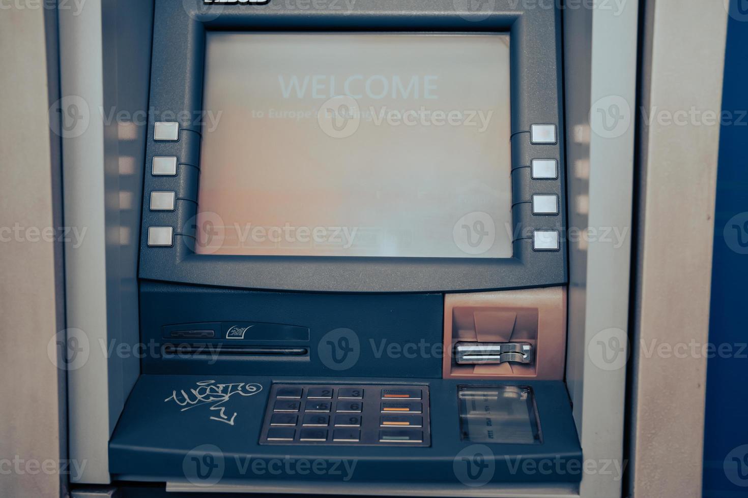 Automated teller machine close up. photo