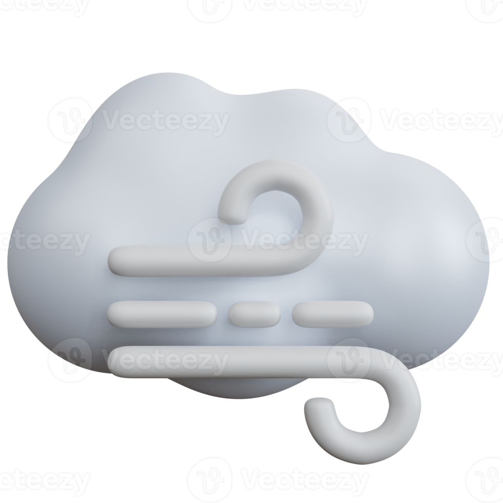 3d rendering cloud with wind illustration isolated png