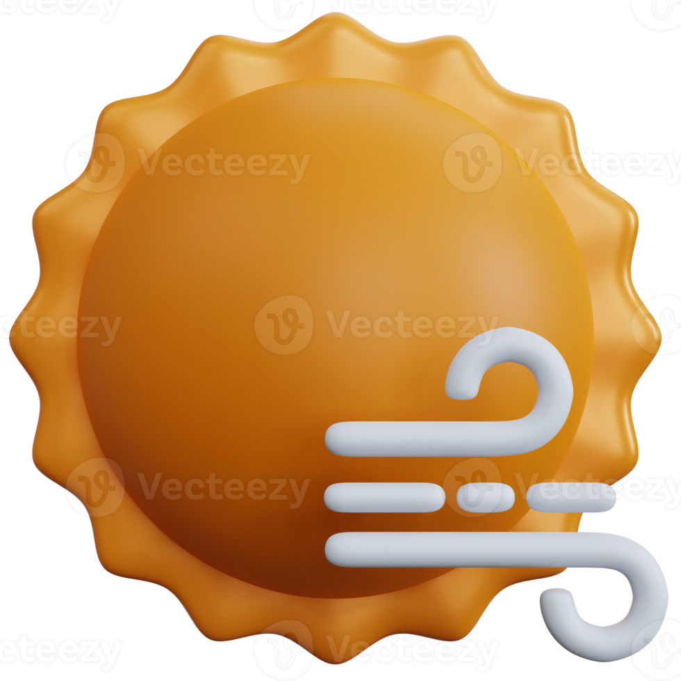 3d renderen zon met wind illustratie geïsoleerd png