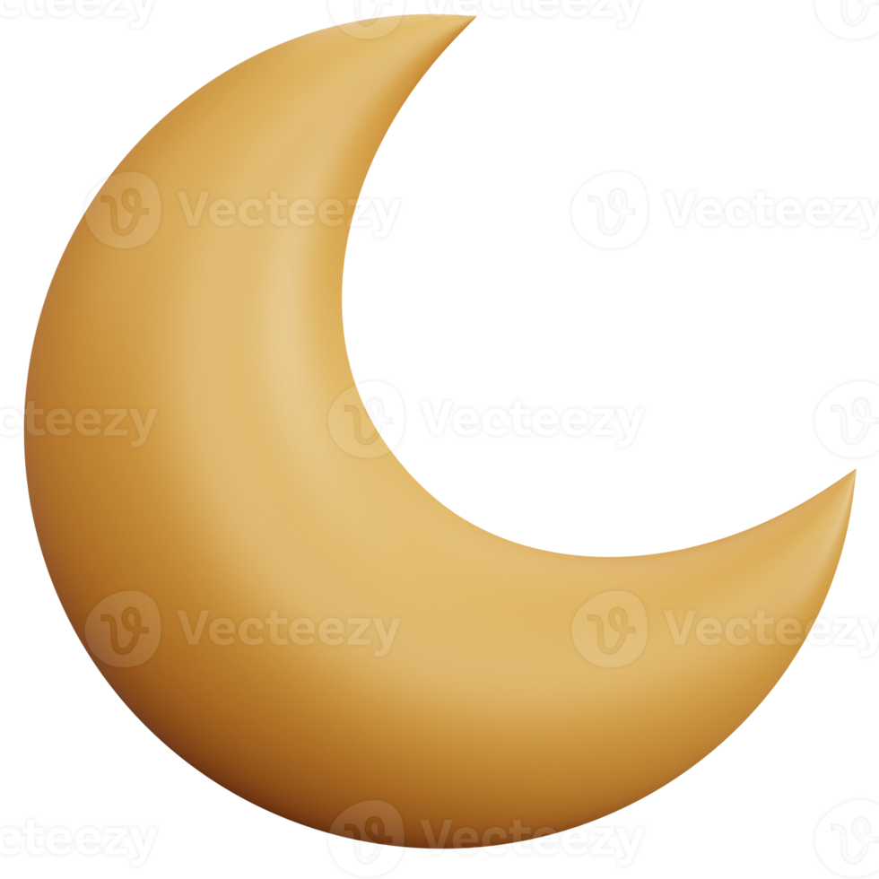 3d rendering Crescent moon isolated png