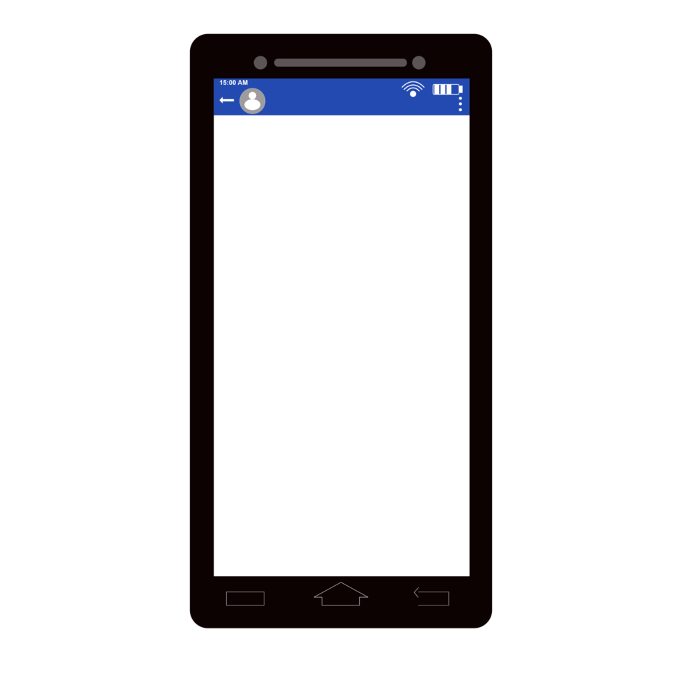 Black mobile phone on transparent background. png