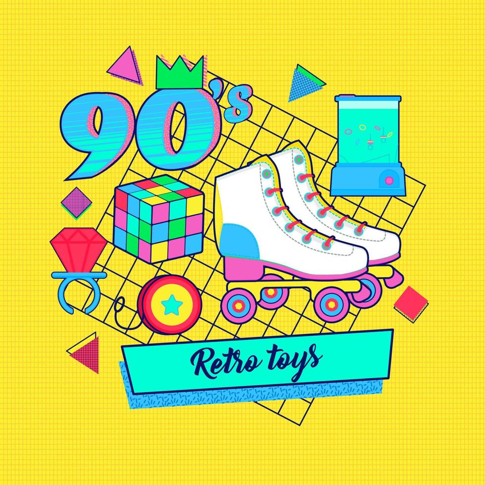 90s 80s memphis nostalgic colorful retro Toys vector