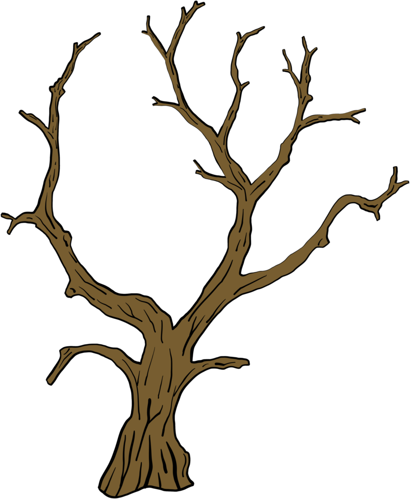 simplicity halloween dead tree freehand drawing silhouette flat design. png