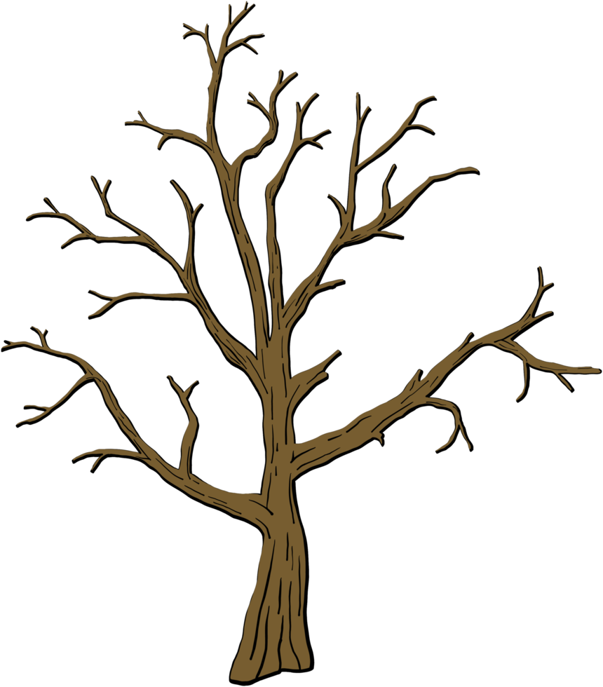 Einfachheit Halloween toter Baum Freihandzeichnung Silhouette flaches Design. png