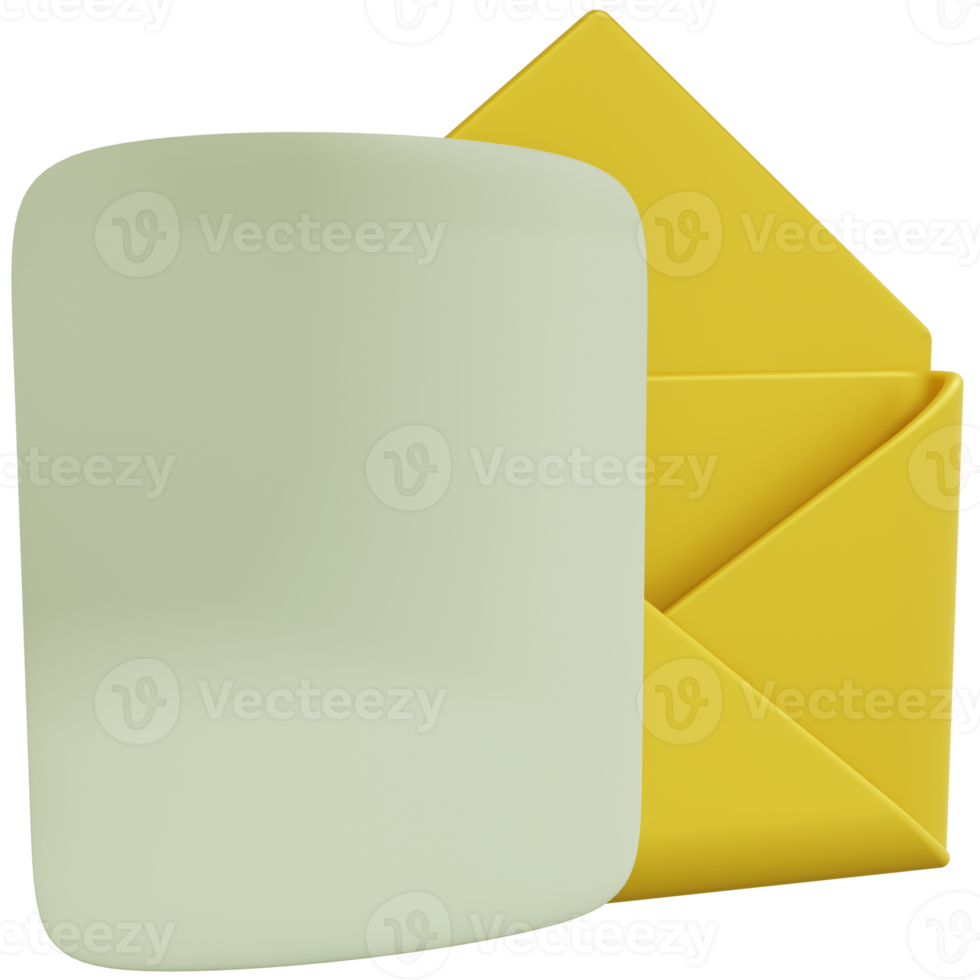 3D Rendering of Opened Message Icon png