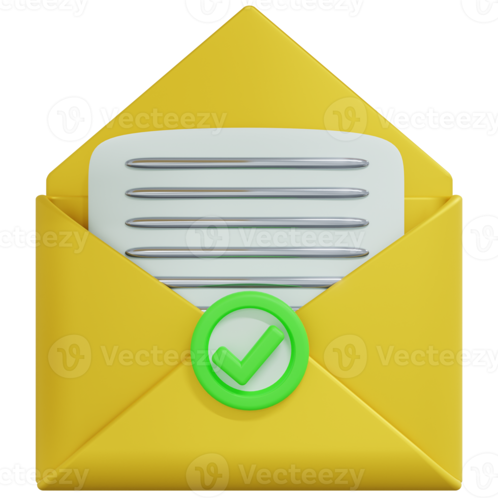 3D Rendering of Opened Message Icon png
