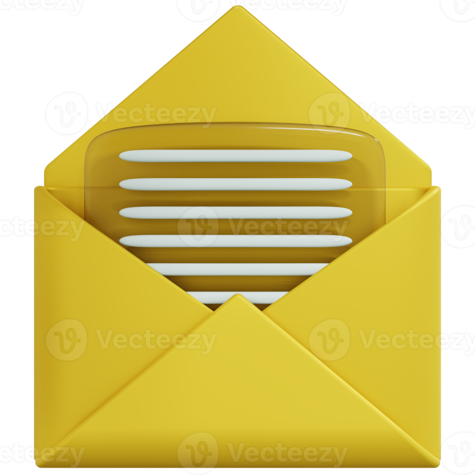 3D Rendering of Opened Message Icon png