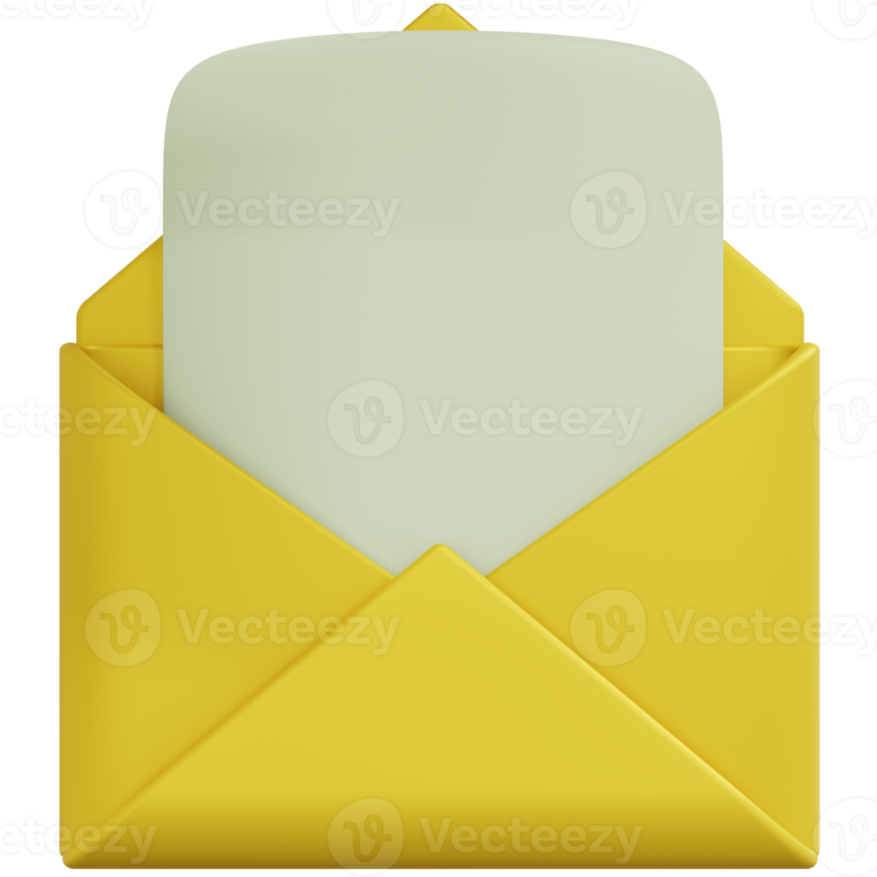 3D Rendering of Opened Message Icon png