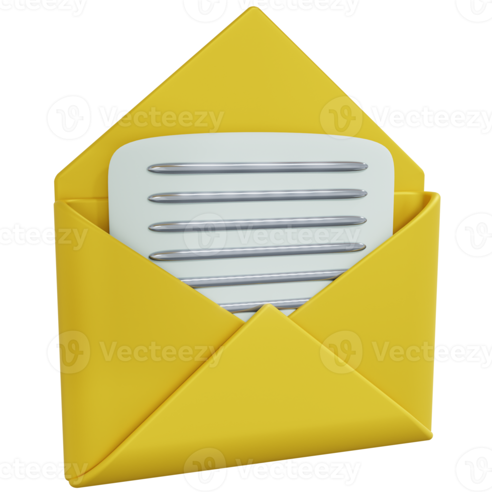 3D Rendering of Opened Message Icon png