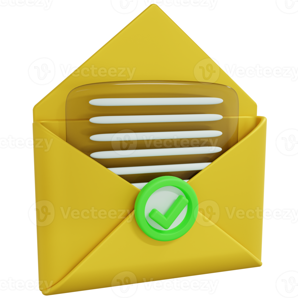 3D Rendering of Opened Message Icon png