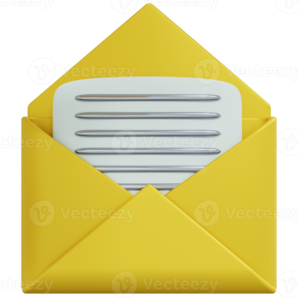 3D Rendering of Opened Message Icon png