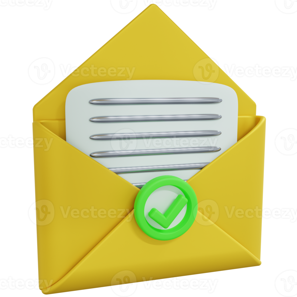 3D Rendering of Opened Message Icon png