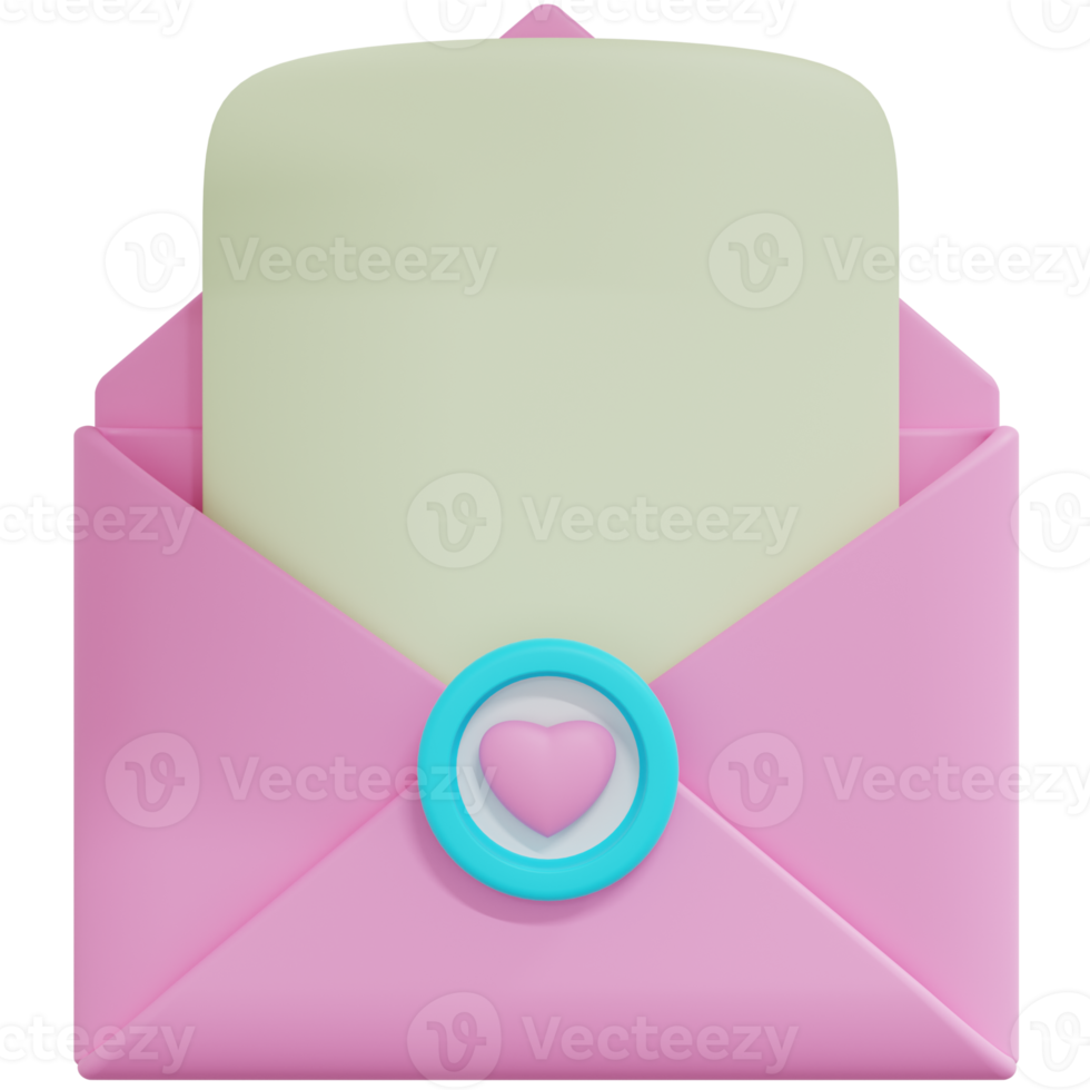 3D Rendering of Opened Pink Message Icon png