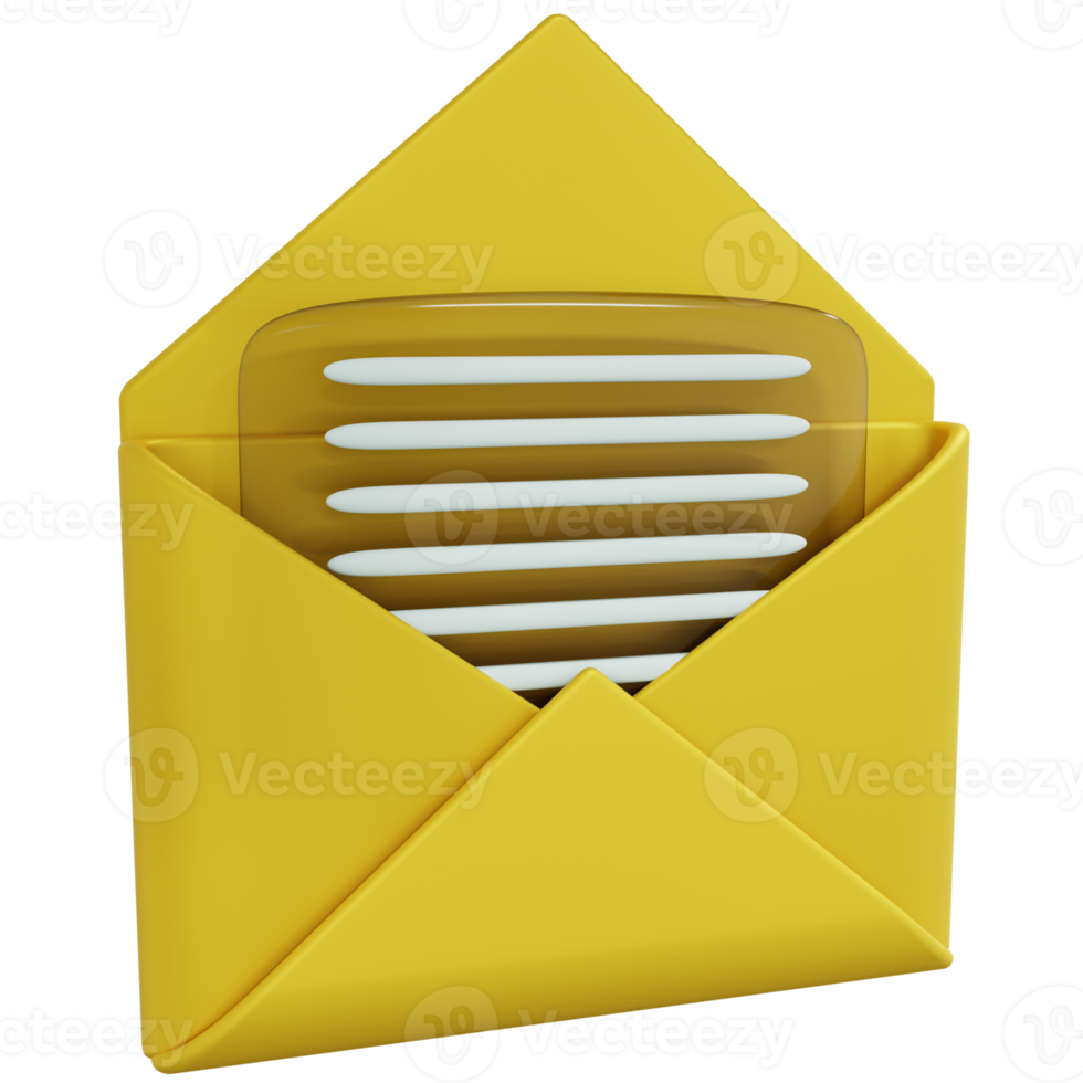 3D Rendering of Opened Message Icon png