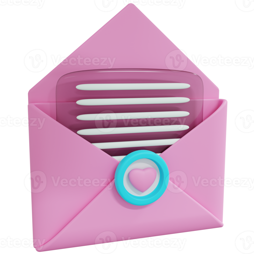 3D Rendering of Opened Pink Message Icon png