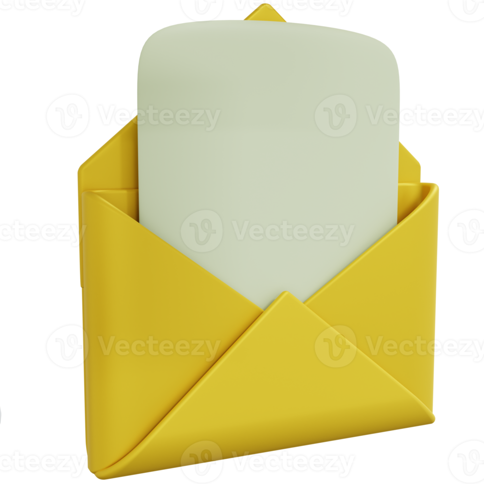 3D Rendering of Opened Message Icon png