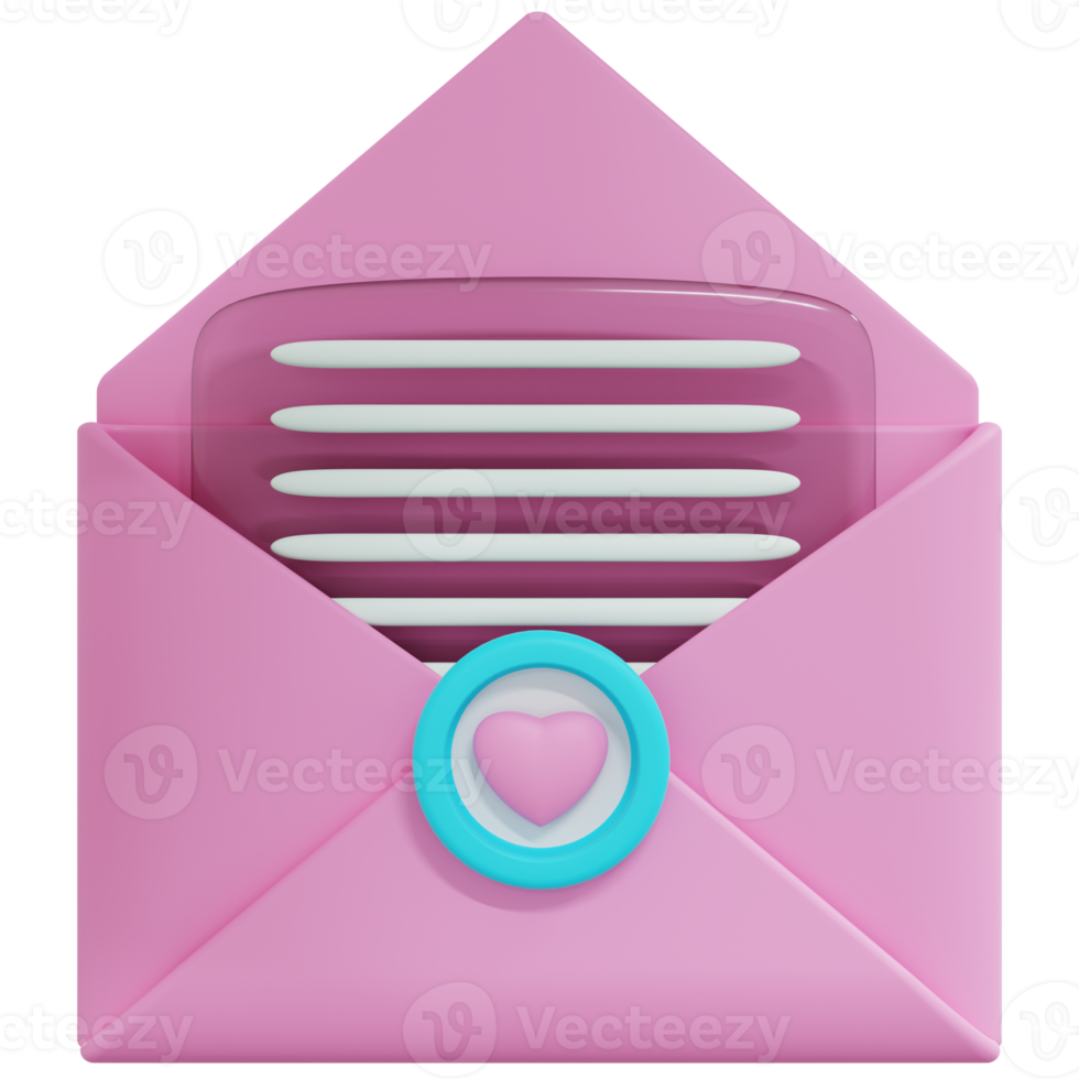 3D Rendering of Opened Pink Message Icon png