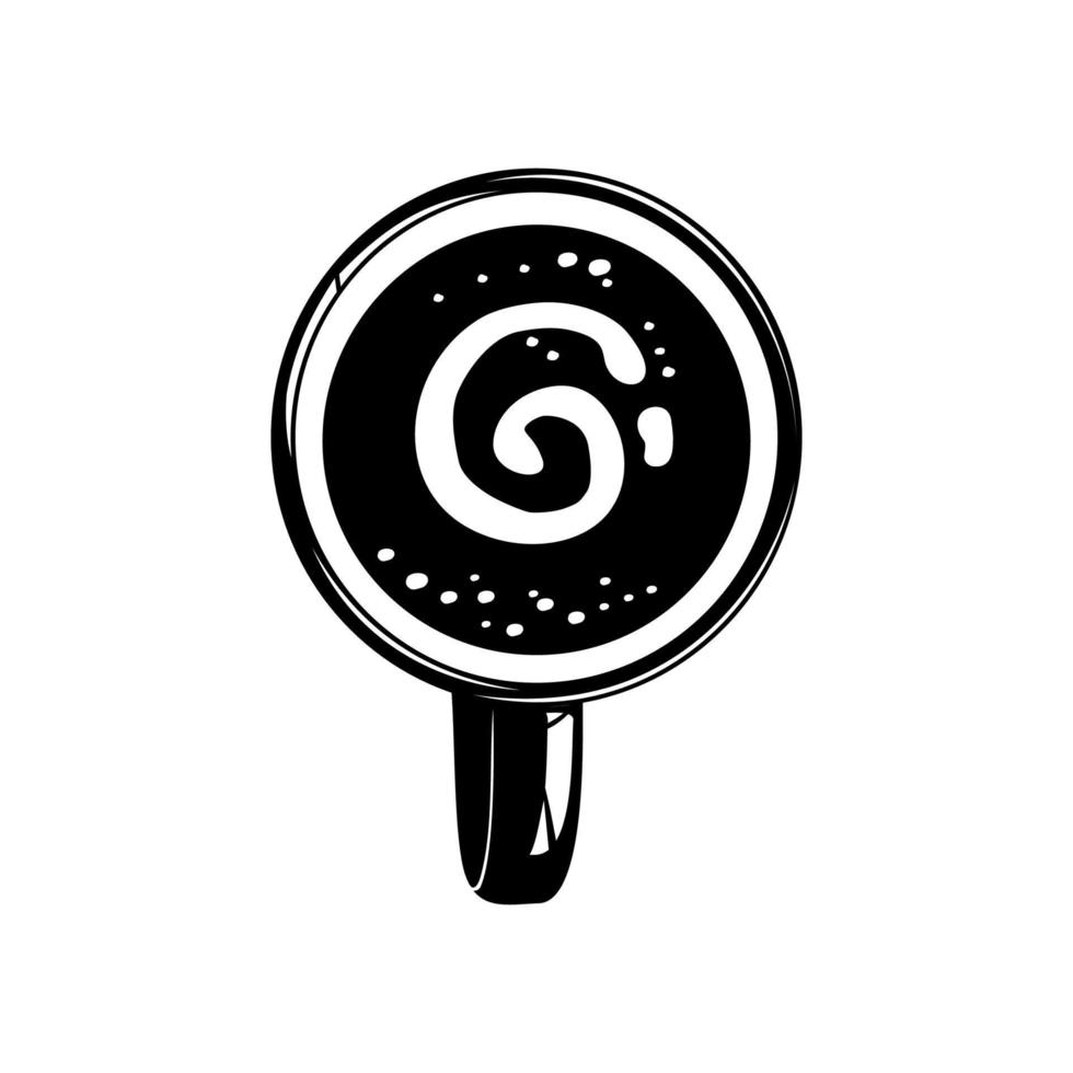silueta de la taza de café. vista superior. ilustración de taza de café para logotipo o elemento de diseño gráfico. ilustración vectorial vector