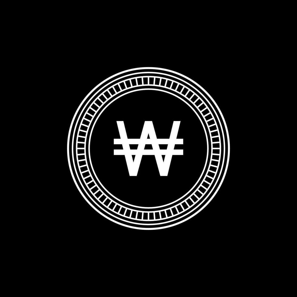 South Korea Currency Icon Symbol, KRW Coin, Won Coin. Vector Illustration