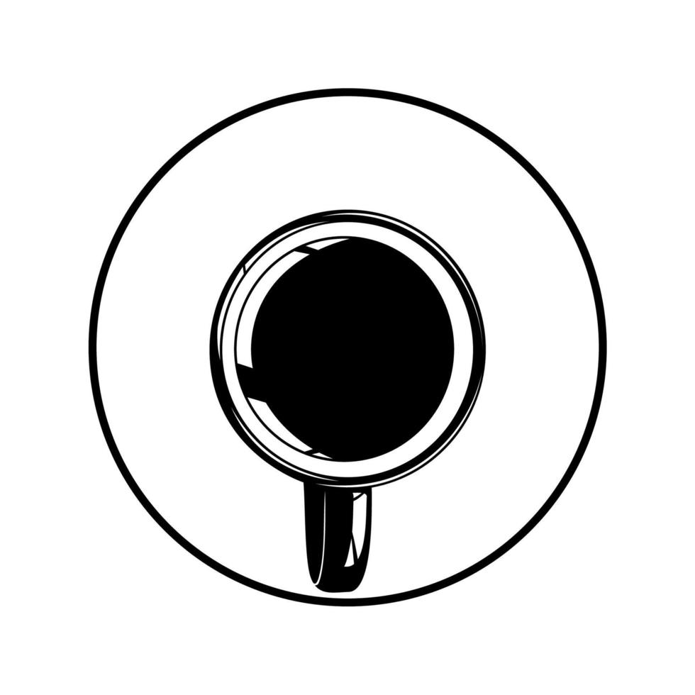 silueta de la taza de café. vista superior. ilustración de taza de café para logotipo o elemento de diseño gráfico. ilustración vectorial vector