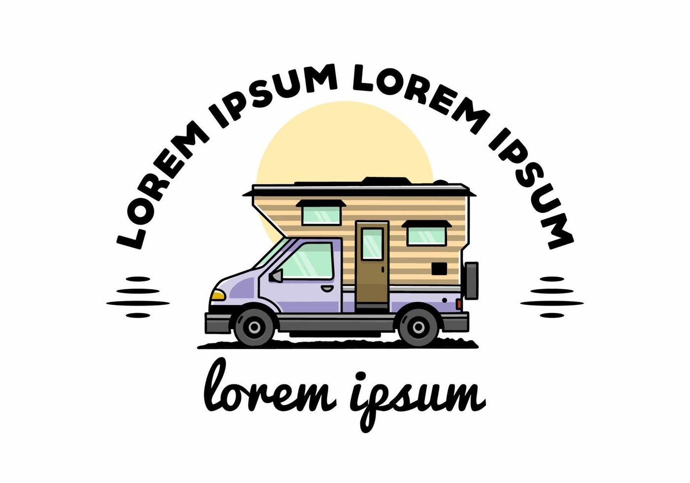 Van box camper illustration badge design vector