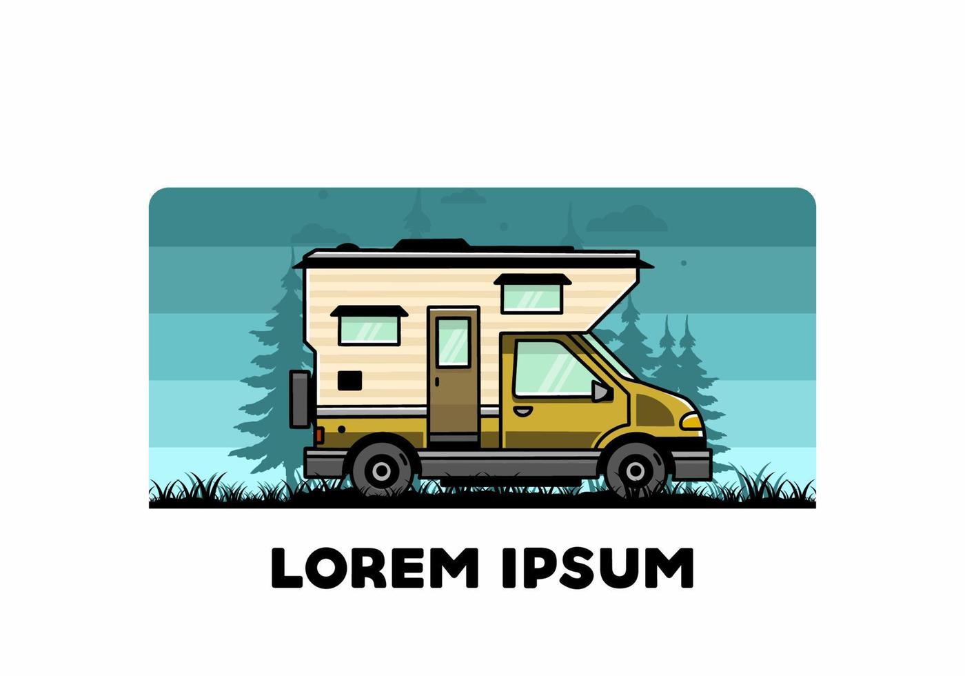 Van box camper illustration badge design vector