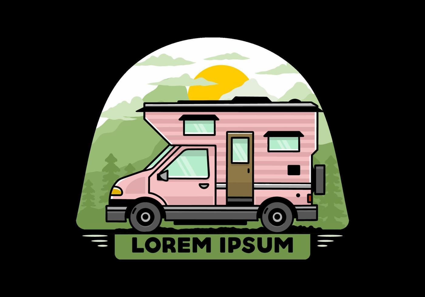 Van box camper illustration badge design vector