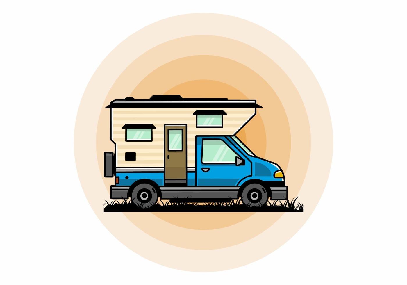 Van box camper illustration badge design vector