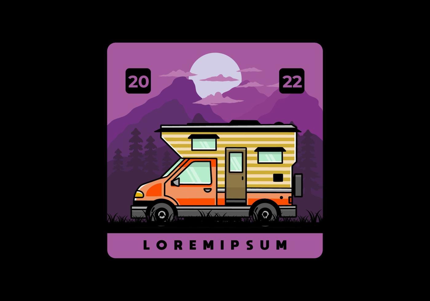 Van box camper illustration badge design vector