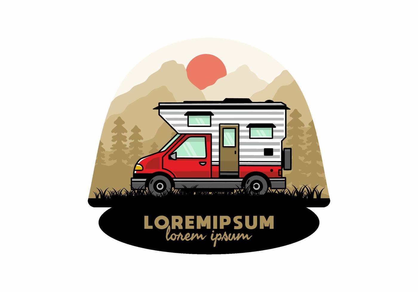 Van box camper illustration badge design vector