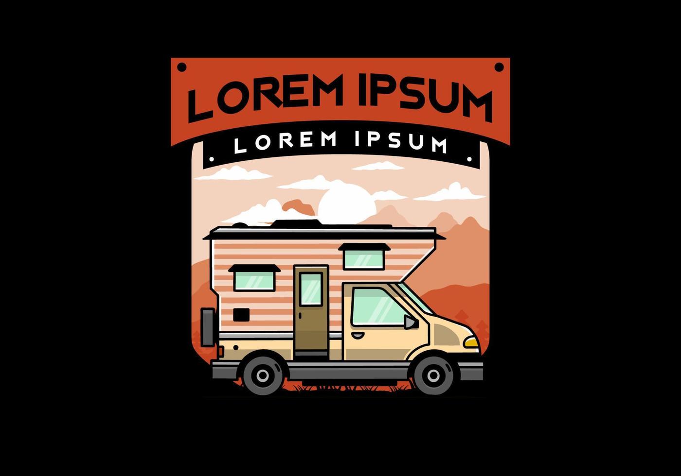 Van box camper illustration badge design vector