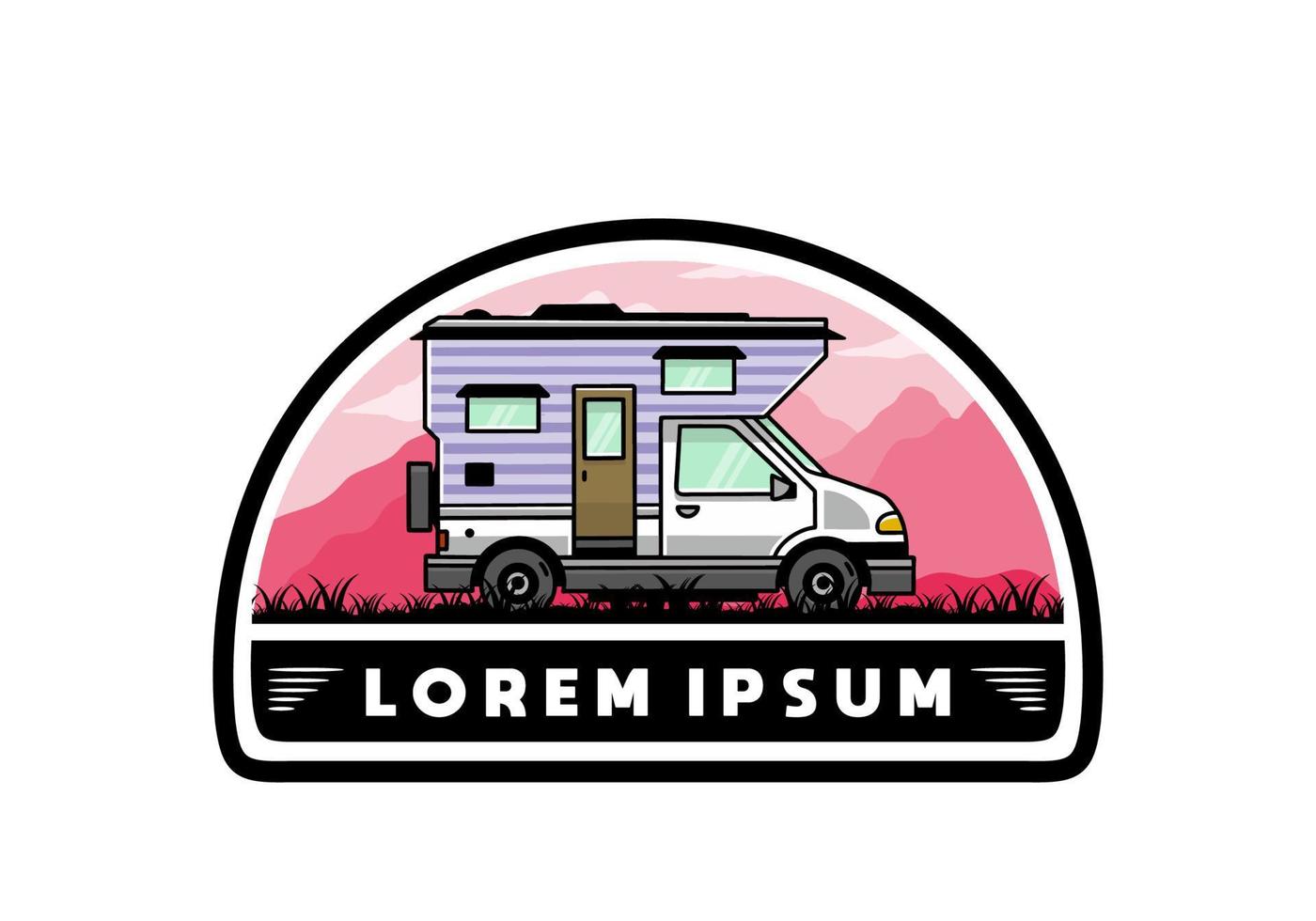 Van box camper illustration badge design vector