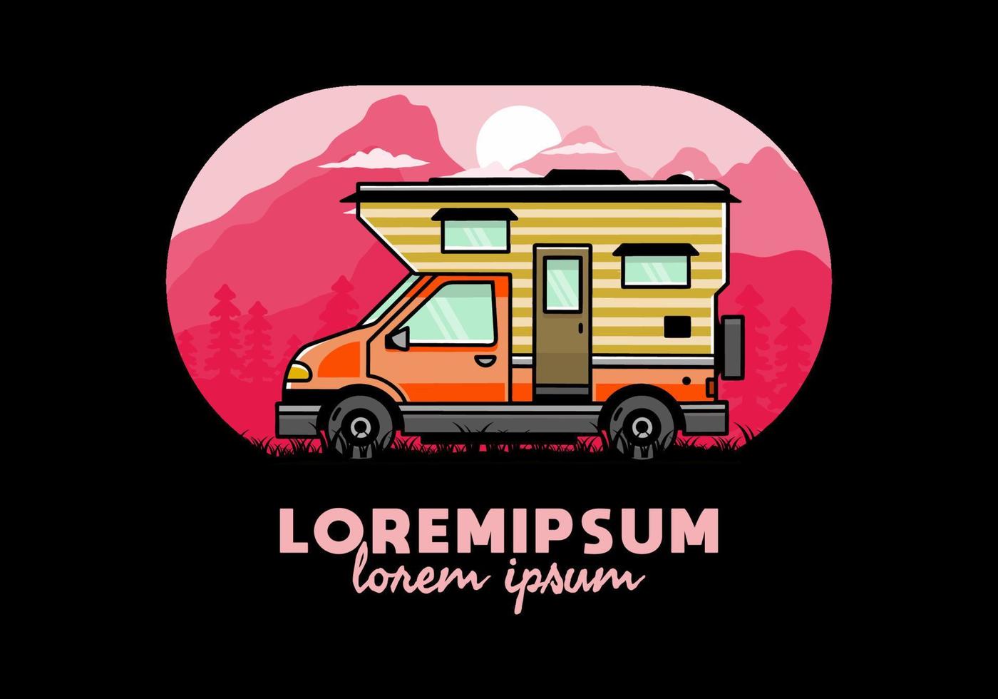 Van box camper illustration badge design vector