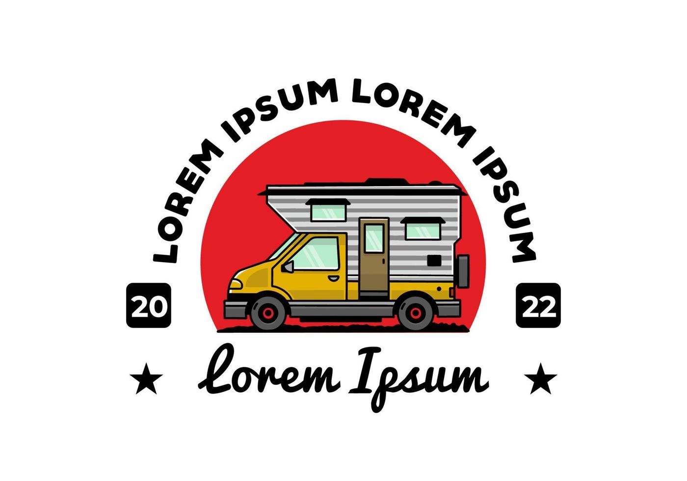 Van box camper illustration badge design vector