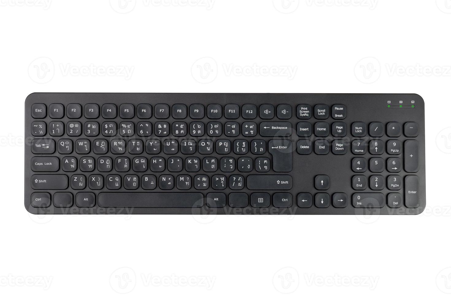 Top view thai and english computer keyboard, isolated on white background. photo